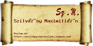 Szilvásy Maximilián névjegykártya